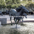 western style life size large landscape bronze eight running horses water fountain for outdoor public piazza park